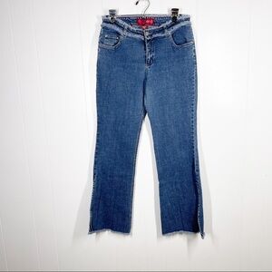 Glo Jeans Heart Studded Pockets Raw Hem Slide Slit Jeans Size 9